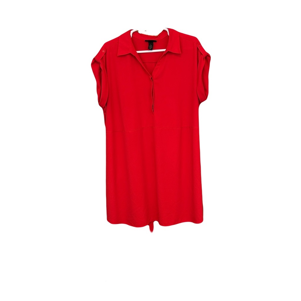 Lane Bryant Red Knee‑Length Dress Plus 26/28 Cap Sleeves Belted GUC